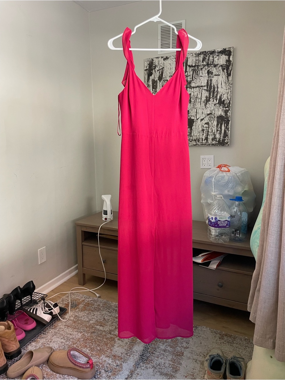Dynamite Red V-Neck Maxi Dress with Tie Straps